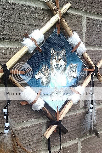 Native American Wolves Wall Plaque Hanging Picture Wolf  