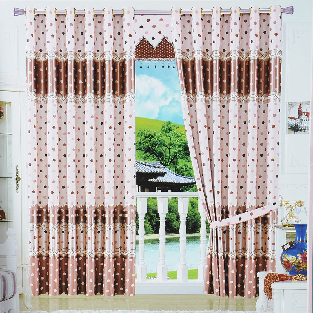 Efle Multi Colored 2 Pieces Jacquard Light Shading Window Curtains